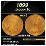 1899 Indian Cent 1c Grades Gem+ Unc RB