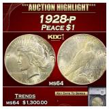 YC 1928-p Peace Dollar $1 ms64 SEGS