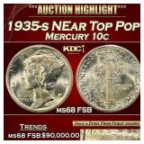 YC 1935-s Mercury Dime NEar Top Pop! 10c Grades GE