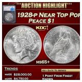 1928-p Peace Dollar Near Top Pop! $1 ms65+ SEGS