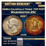 1948-d Washington Quarter Colorfully Toned  TOP PO