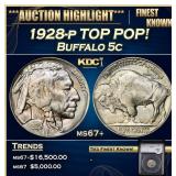 YC 1928-p Buffalo Nickel TOP POP! 5c ms67+ SEGS