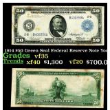 1914 $50 Green Seal Federal Reserve Note Grades vf