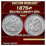 1875-p Twenty Cent Piece 20c ms62 details SEGS