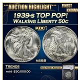YC 1939-s Walking Liberty Half Dollar TOP POP! 50c