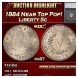 1884 Liberty Nickel Near Top Pop! 5c ms67 SEGS