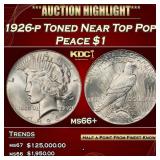 IC 1926-p Peace Dollar Toned Near Top Pop! $1 ms66