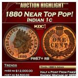 IC 1880 Proof Indian Cent Near Top Pop! 1c pr67+ r