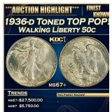 IC 1936-d Walking Liberty Half Dollar Toned TOP PO