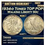 IC 1934-d Walking Liberty Half Dollar Toned TOP PO