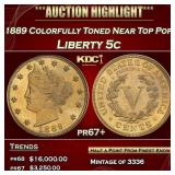 IC 1889 Proof Liberty Nickel Colorfully Toned Near