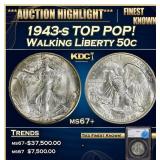 1943-s Walking Liberty Half Dollar Colorfuly Toned