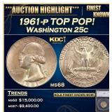 1961-p Washington Quarter TOP POP! 25c ms68 SEGS