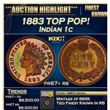 1883 Proof Indian Cent TOP POP! 1c pr67+ rb SEGS