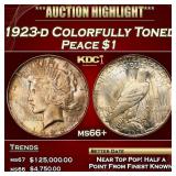 IC 1923-d Peace Dollar Colorfully Toned $1 ms66+ S
