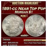 IC 1891-cc Morgan Dollar Near Top Pop! $1 ms66+ SE