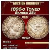 IC 1896-o Barber Quarter Toned 25c Select Unc USCG