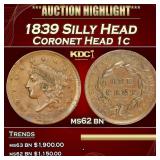 IC 1839 Silly Head Coronet Head Large Cent 1c Sele