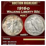 1916-d Walking Liberty Half Dollar 50c ms65+ SEGS