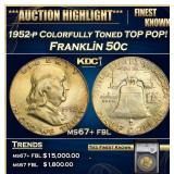 YC 1952-p Franklin Half Dollar Colorfully Toned TO