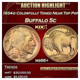 IC 1934-d Buffalo Nickel Colorfully Toned Near Top