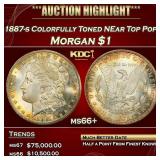 IC 1887-s Morgan Dollar Colorfully Toned NEar Top