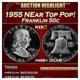 IC 1955 Proof Franklin Half Dollar NEar Top Pop! 5