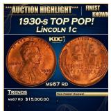 IC 1930-s Lincoln Cent TOP POP! 1c ms67 rd SEGS