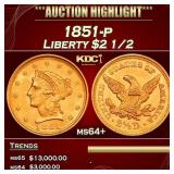 IC 1851-p Gold Liberty Quarter Eagle $2 1/2 ms64+