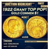 IC 1922 Grant Gold Commem Dollar TOP POP! 1 ms68 S