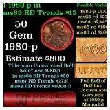 BU Shotgun Lincoln 1c roll, 1980-p 50 pcs Bank Wra