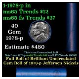 BU Shotgun Jefferson 5c roll, 1978-p 40 pcs Bank $