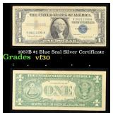 1957B $1 Blue Seal Silver Certificate Grades vf++