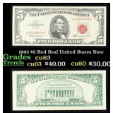 1963 $5 Red Seal United States Note Grades Select