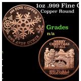 1oz .999 Fine Copper Bullion Round - Merry Christm