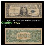 1957A $1 Blue Seal Silver Certificate Grades vf+