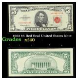 1963 $5 Red Seal United States Note Grades xf