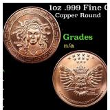1oz .999 Fine Copper Bullion Round - Medusa Style