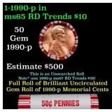 BU Shotgun Lincoln 1c roll, 1990-p 50 pcs Bank Wra