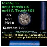 BU Shotgun Jefferson 5c roll, 1964-d 40 pcs Bank $