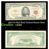 1963 $5 Red Seal United States Note Grades vf++