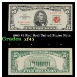1963 $5 Red Seal United States Note Grades xf+