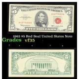 1963 $5 Red Seal United States Note Grades vf++