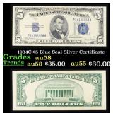 1934C $5 Blue Seal Silver Certificate Grades Choic