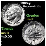 1965-p Roosevelt Dime 10c Grades GEM++ Unc