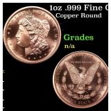 1oz .999 Fine Copper Bullion Round - Morgan Dollar