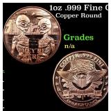 1oz .999 Fine Copper Bullion Round - Alien Style G