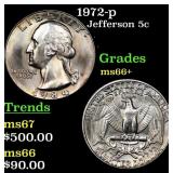 1972-p Jefferson Nickel 5c Grades GEM++ Unc