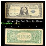1957A $1 Blue Seal Silver Certificate Grades vf+