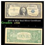 1957 $1 Blue Seal Silver Certificate Grades vf++